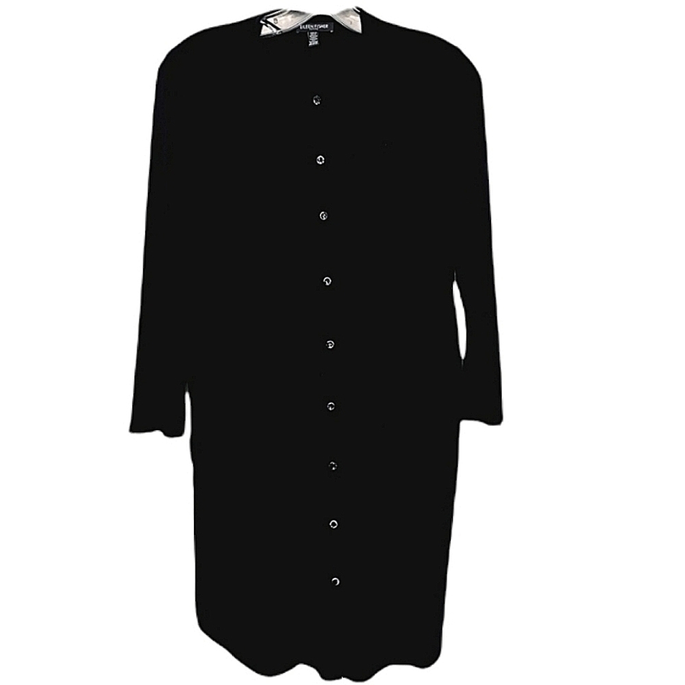 Eileen Fisher Women's PP Button-Down Black Dress